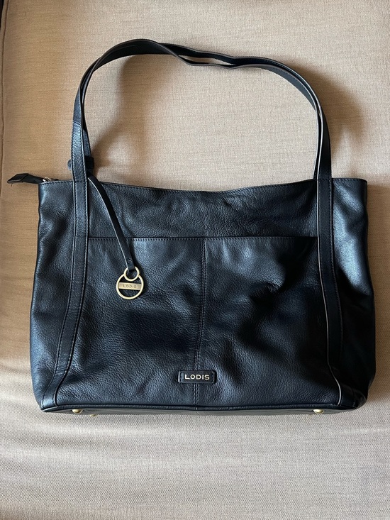 Lodis Handbags - Large Black Genuine Leather Tote Bag
